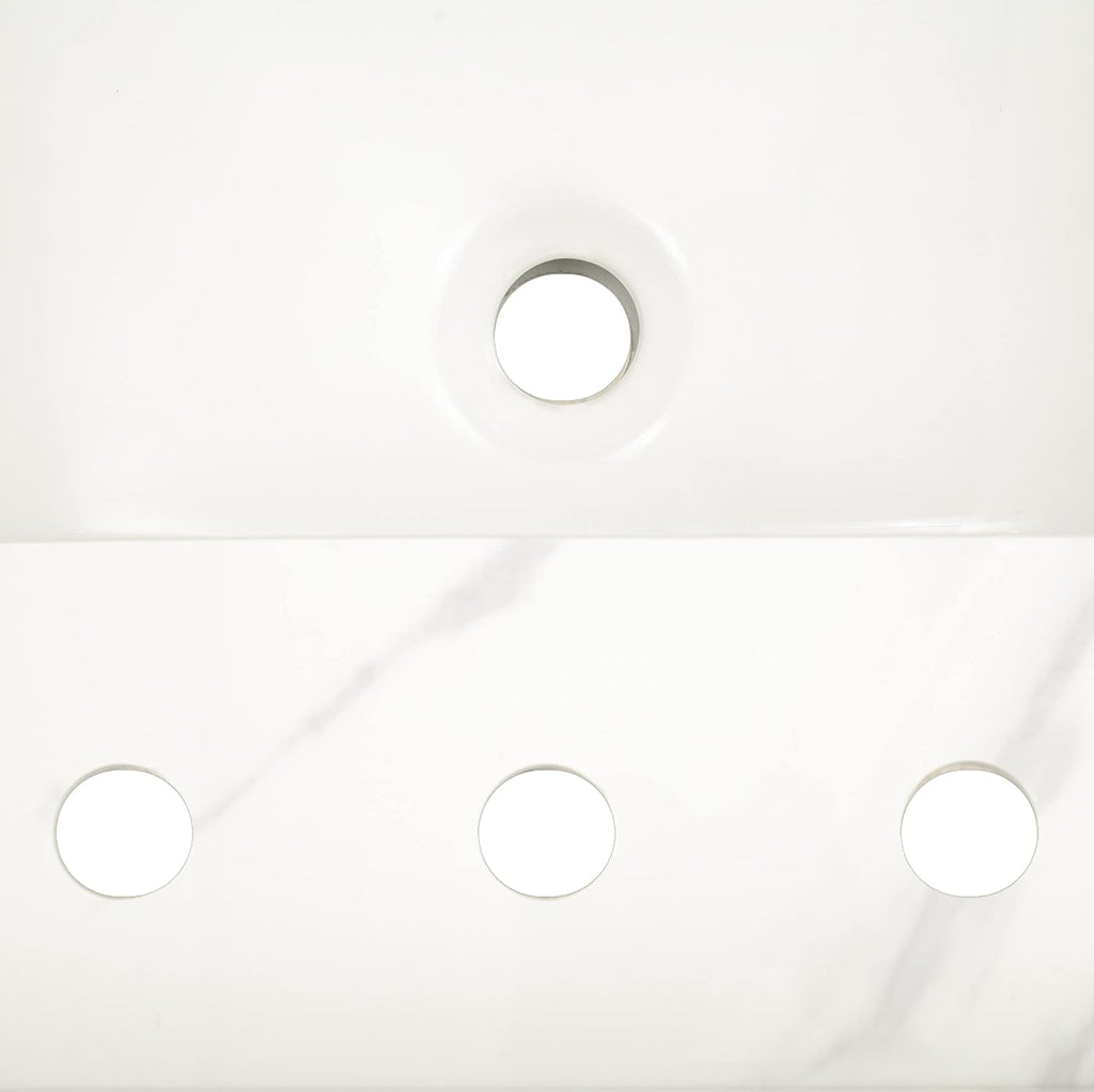 MSI Calacatta Lumas Vanity Top with Under Mount Rectangle Single Bowl Ceramic Sink, Engineered Marble Stone, 4' CC Faucet Holes, 61'X22'