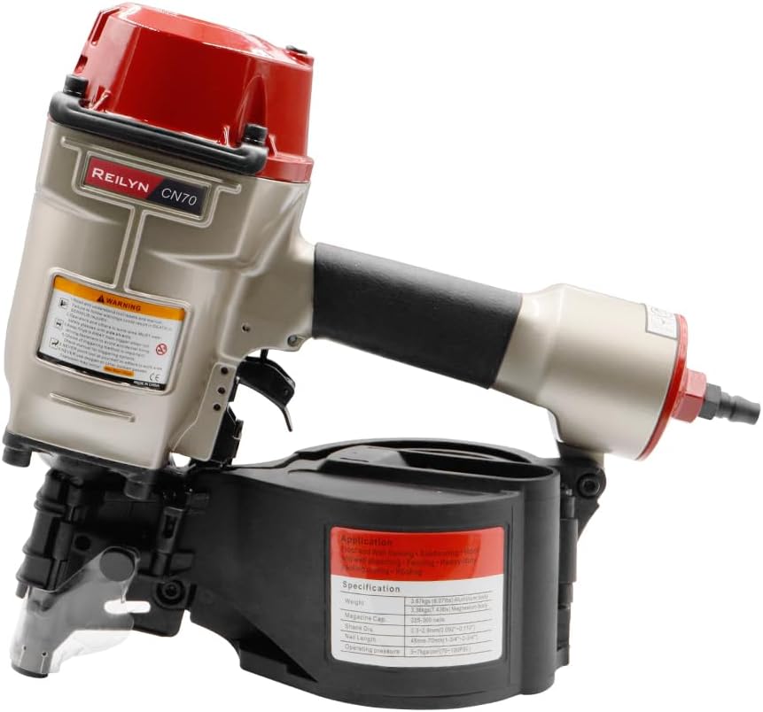 Siding Nail Gun CN70, 1-3/4-inch to 2-3/4-inch Roofing Nails 15 Degree Pneumatic Coil Roofing Nail Gun for Siding Sheathing Wooding Fencing Decking