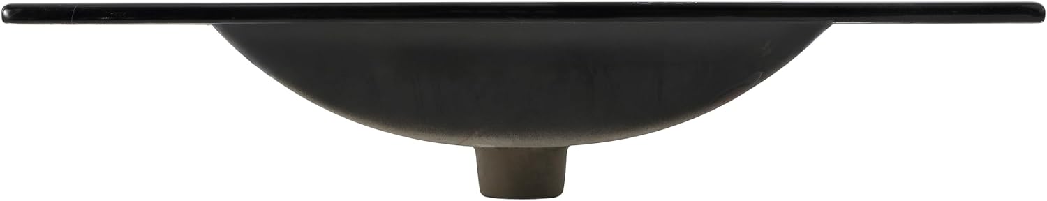 JONATHAN Y Ancillary 30 in. W x 18.25 in. D Ceramic Vanity Sink Top with 3-Hole Rectangular Single Sink Basin, Black Marble Effect SNK1002D