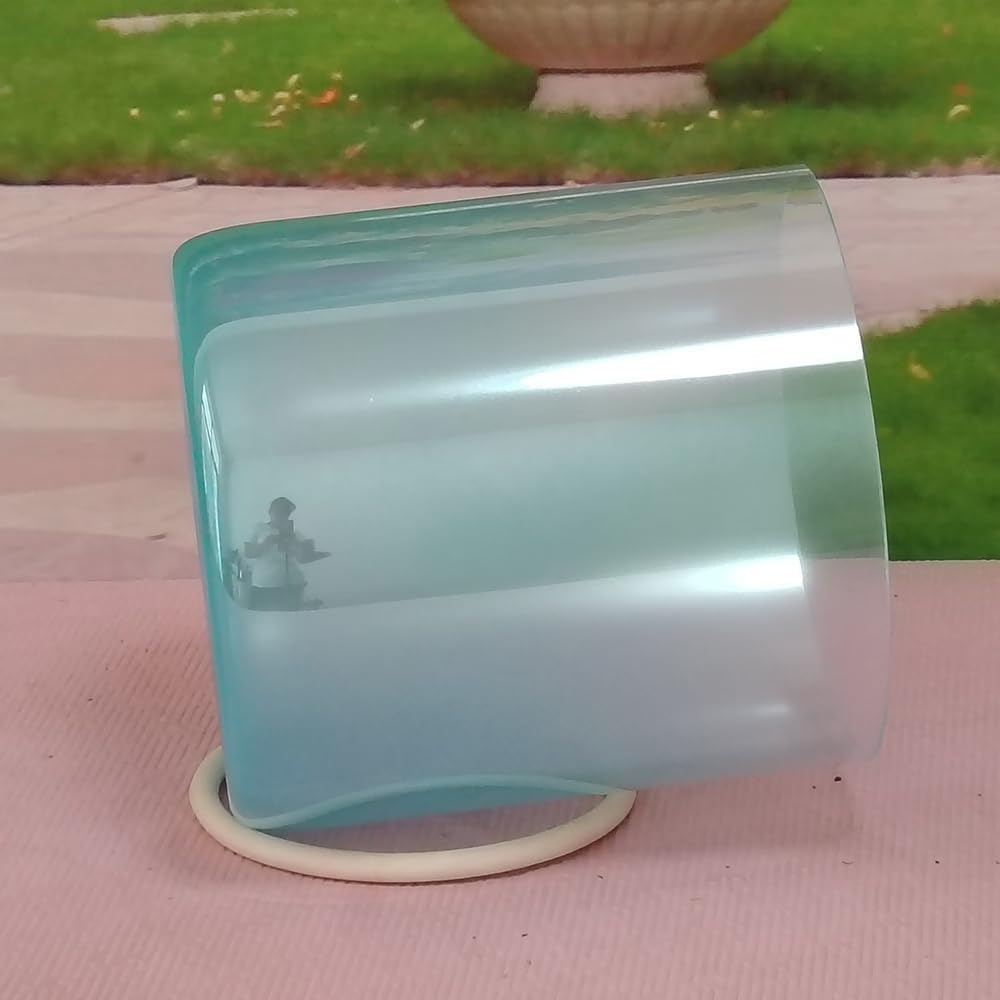 ENERGYSOUND Misty Blue Color Clear G Throat Chakra Quartz Crystal Singing Bowl 6 inch mallet &O-ring included