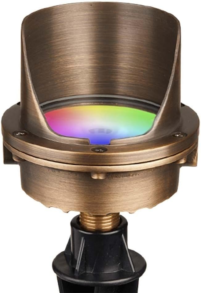 VOLT 12V Waterproof IP68 Color Changing RGBW LED Cold Forged Brass in-Grade Light with Shielded Top & Remote Control for Low Voltage Landscape Lighting