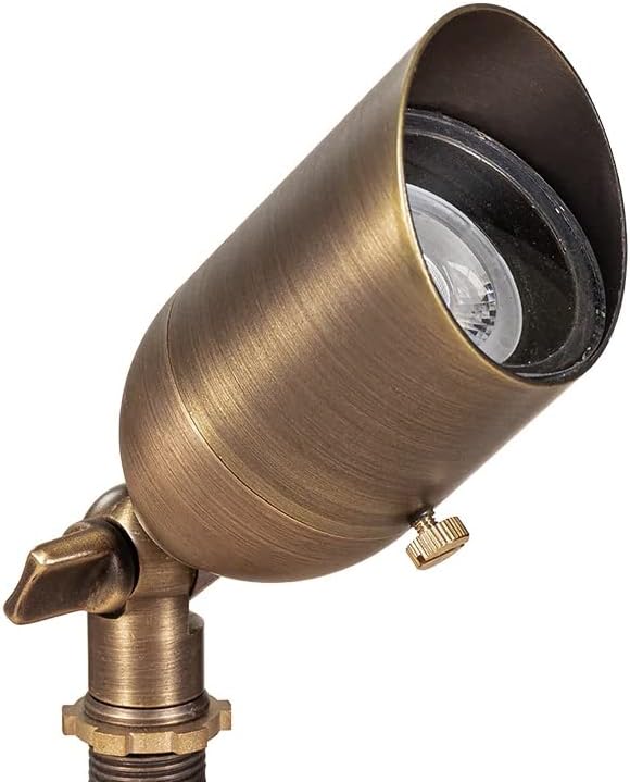 12V Brass Outdoor Spotlight 4-Pack Kit (Bronze) with 5W 2700K Warm White MR16 LED Bulbs for Low Voltage Landscape Lighting of Yard, Lawn, Garden, Patio, Trees & House