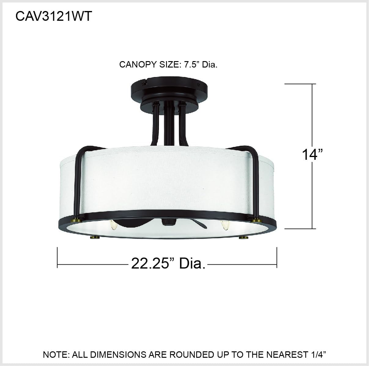 Quoizel Calvary 4-Light Western Bronze Ceiling Fan with Light, 12-Inch Blade Span Fandelier, 3 Brown Blades, LED Flush Mount Ceiling Light Fan with Dimmable 6W Bulbs | 3-Speed Remote