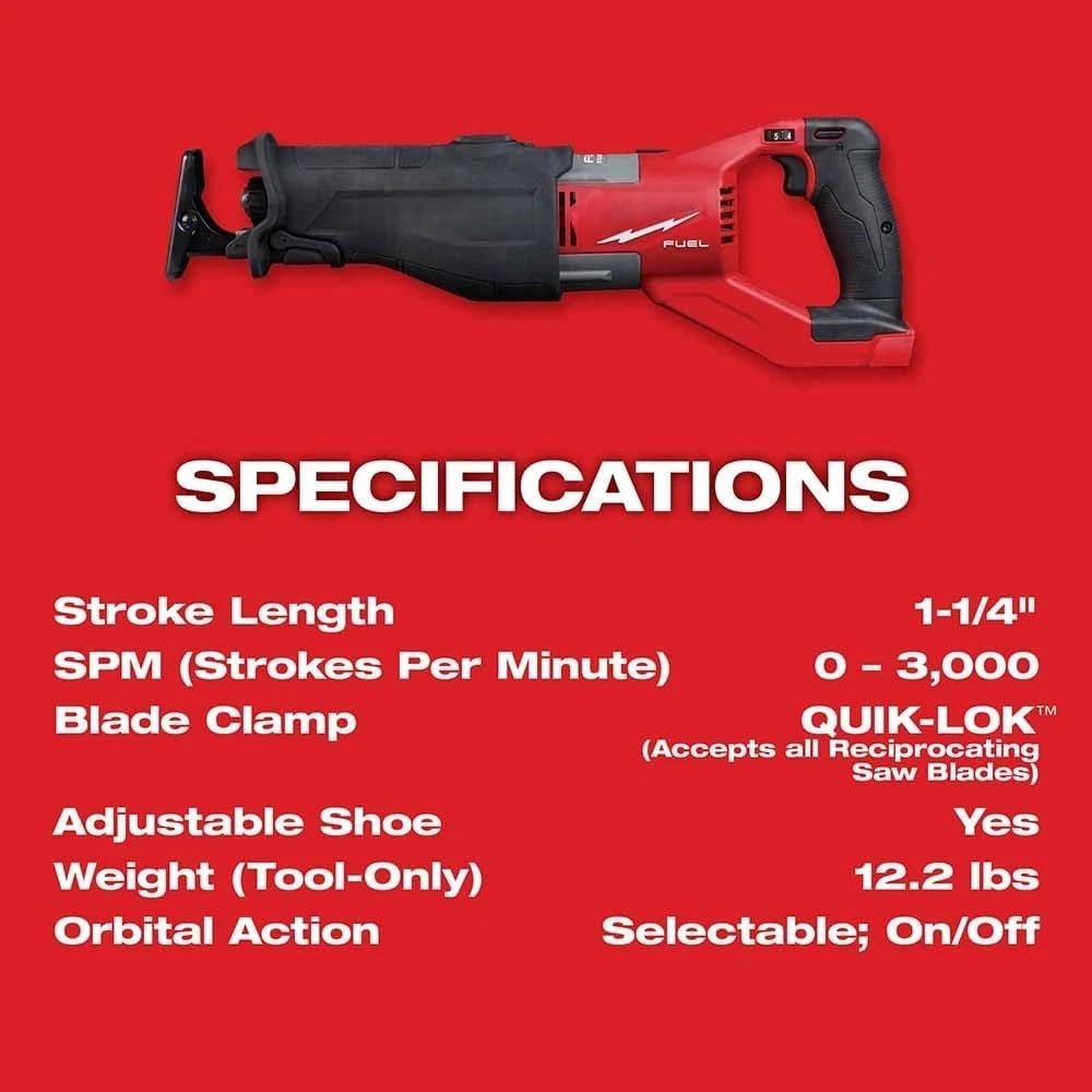 2722-20 Brushless Reciprocating Saw for Milwaukee M18 FUEL 18V Reciprocating Saw - Bare Tool