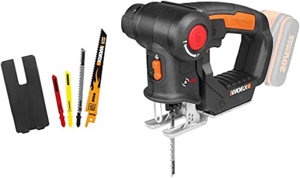 WORX 2in1 20V Reciprocating and Jig Saw | PowerShare | WX550.9 - No Battery, No Charger | Tool Free Blade Change, Variable Speed