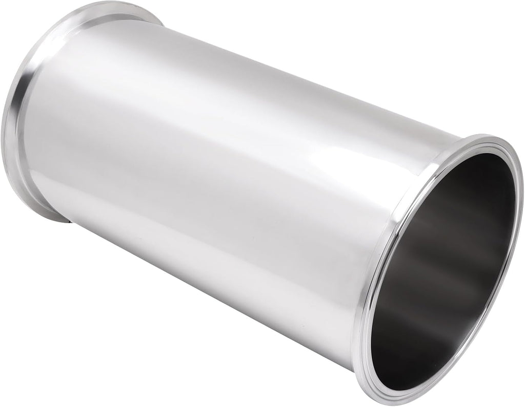 DERNORD Sanitary Spool Tube with Clamp Ends,Stainless Steel 304 Seamless Round Tubing with 6 inch Tri Clamp Ferrule Flange(Tube Length: 12 Inch / 305MM)