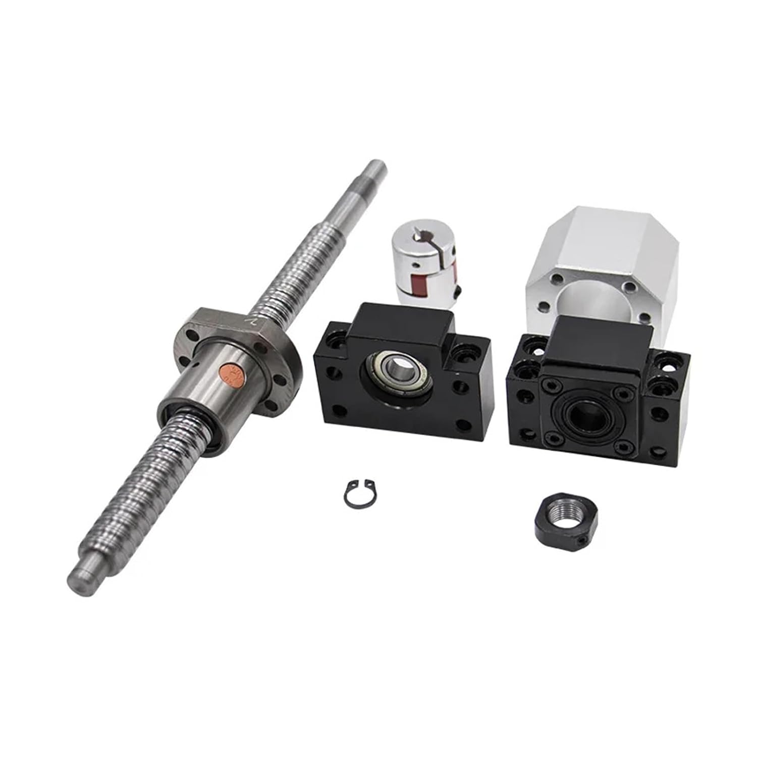 Linear Motion CNC Ball Screw 1 Set 20mm Ball Screw SFU2005 with 5mm / 10mm Pitch Single Ball Nut + Bearings for CNC(1250mm)