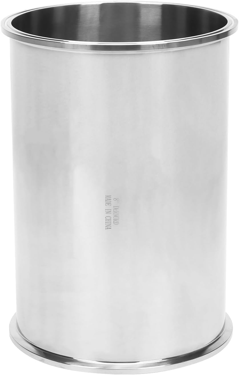 DERNORD Sanitary Spool Tube with Clamp Ends,Stainless Steel 304 Seamless Round Tubing with 8 inch Tri Clamp Ferrule Flange (Tube Length: 12 Inch / 305MM)