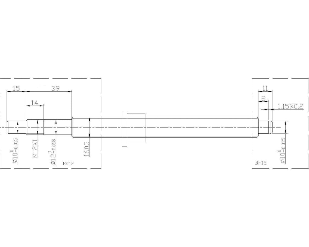1 Set 16mm Ball Screw SFU1605 / SFU1610 with 5mm / 10mm Pitch Single Ball Nut + Bearings for CNC(SFU1605,450mm)