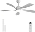 Sofucor 52 Inch Ceiling Fan with Light, Modern Ceiling Fan with Dimmable Memory LED - Quiet DC Motor, 6 Speeds 5000CFM, Timer, Reversible, for Living Room Bedroom, ETL, 5 Plastic+ABS Blades, White