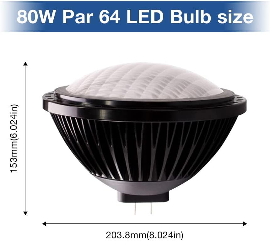 Par64 LED Bulb Dimmable Soft Warm White Spotlight 2700K-3000K 24°Beam Angle 120V MFL GX16D Base, 80W Replace 500W 1000W Halogen Light or Incandescent Light Bulb for Church Club Lighting