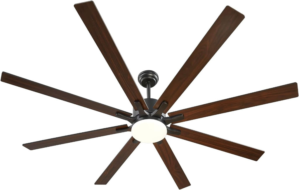 VEVOR 72 Inch Ceiling Fan with Light, 6-Speed Remote Control, Dimmable 3-Color Temperature, Reversible DC Motor, Modern Low Profile Flush Mount Fan for Bedroom, Living Room, Indoor/Outdoor Use, Black