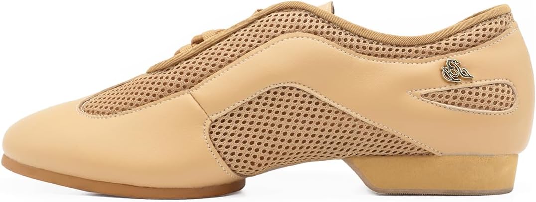 Professional Split Sole Jazz Latin Ballroom Dance Shoes for Men Leather with Mesh Performance Training Footwear Practice AM-2