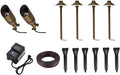 Pemberly Row Landscape Lighting Starter Kit, Set of 6, Antique Brass Finish, Includes Spotlights, Path Lights, Transformer with Timer, 100 ft Wire, Die-Cast Brass Corrosion-Resistant Outdoor Lighting