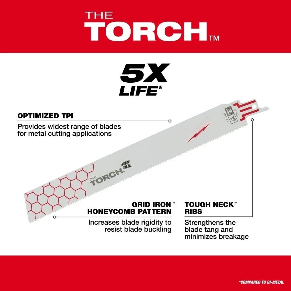 100 PK 48-01-7788 Reciprocating Saw Blade for Milwaukee 9' 18 TPI Metal Demolition Blades
