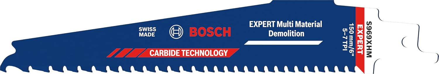 Bosch 10x Expert Multi Material Demolition S969XHM Blade (for Wood with Metal, Construction Wood with Mortar and Nails, Length 150 mm, Professional Accessory Reciprocating Saw)