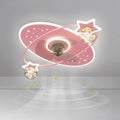 Pink Ceiling Fans with Lights 50W LED Dimmable Ceiling Lighting Remote 6 Speeds Mute Ceiling Fan for Kids Room Girls Bedroom Nursery