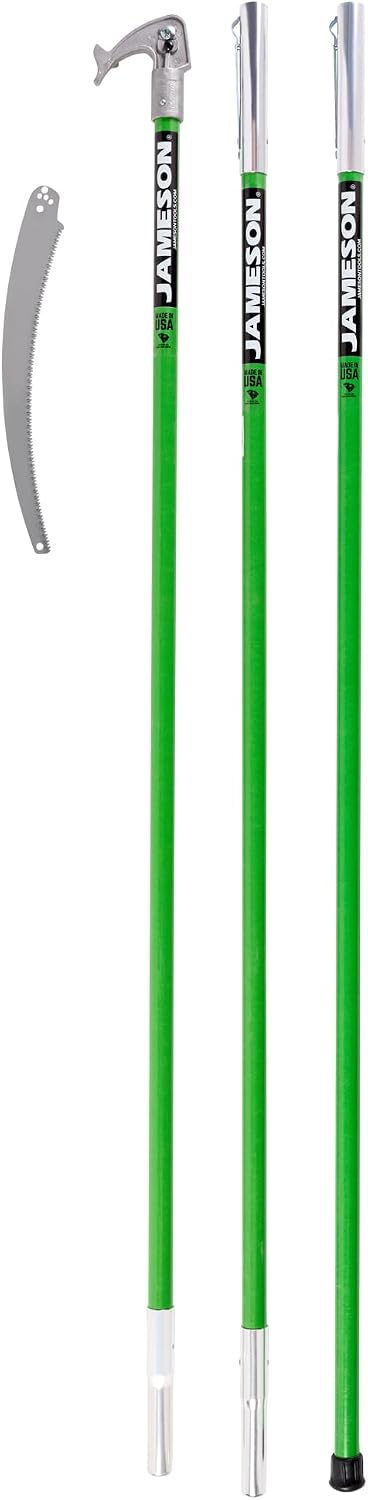 Jameson LS-Series Hollow Core Landscaping Tree Trimming Kit | 16' Barracuda Saw Blade | 18-Foot Reach | Fiberglass Poles with Leaf Spring Locking Buttons | Tree Pruning & Trimming Tool