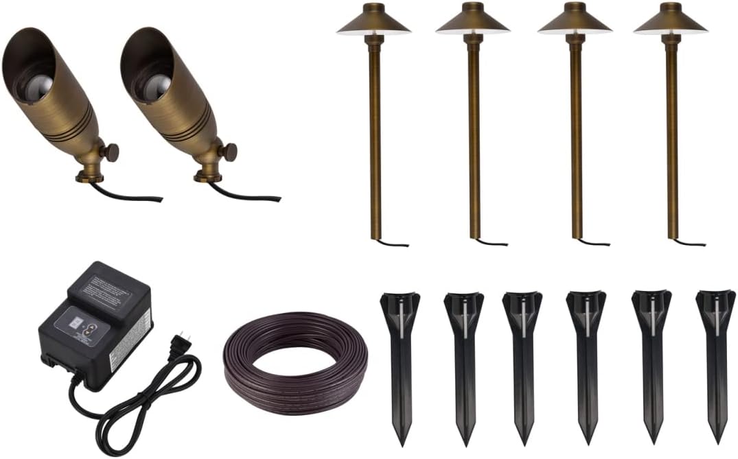 Modern Bright Home Decorative Aera cast Brass Landscape Lighting Full Starter Pack of 6 kit 2-6x6x18.125