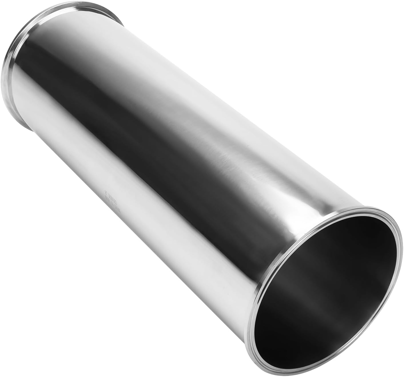 DERNORD Sanitary Spool Tube with Clamp Ends,Stainless Steel 304 Seamless Round Tubing with 8 inch Tri Clamp Ferrule Flange (Tube Length: 24 Inch / 610MM)