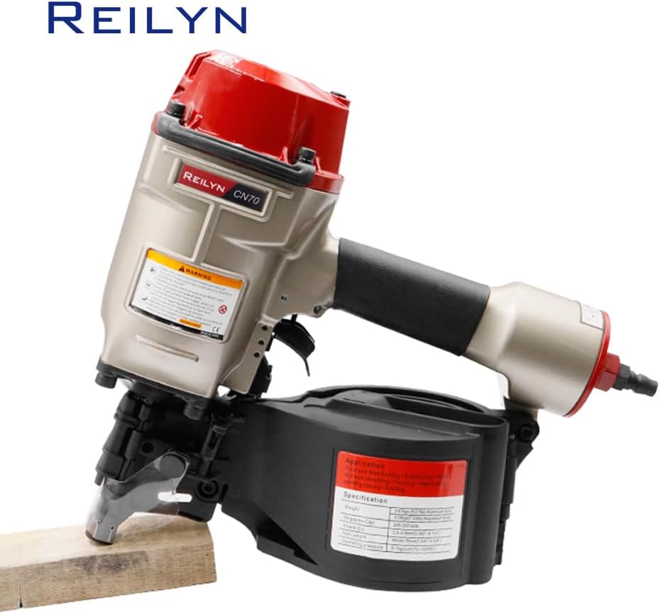Coil Nail Gun CN70, 15 Degree 1-3/4 Inch to 2-3/4 Inch Pneumatic Siding Nailer, Air Coil Nailer with Rapid Shooting Engine for Crating, Sheathing, Fencing and Pallet