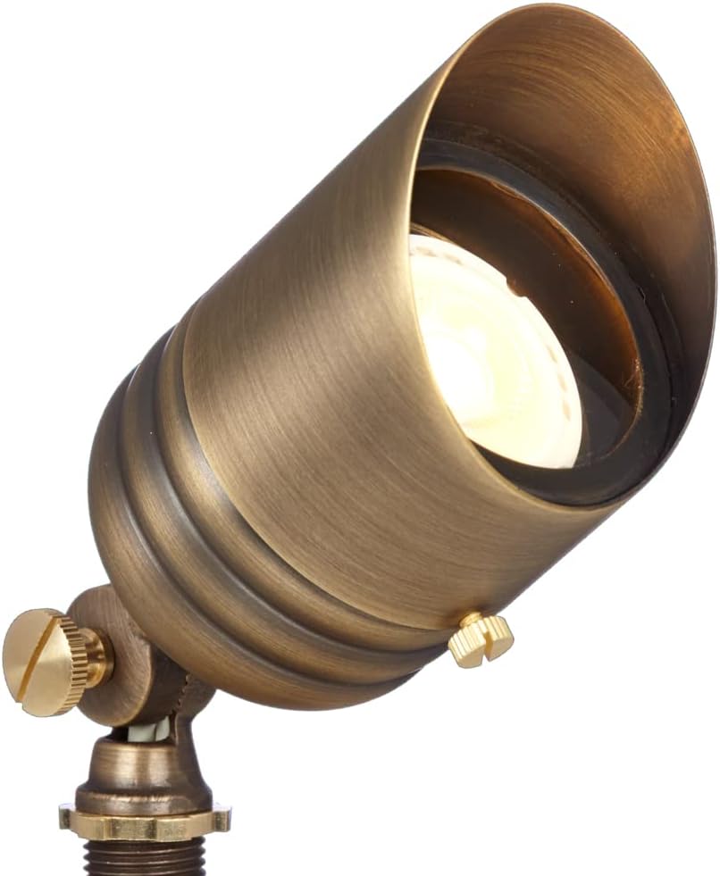 VOLT 12V Brass Fat Boy LED Outdoor Spotlight 4-Pack Expansion Kit (Bronze) for Low Voltage Landscape Lighting of Yard, Lawn, Garden, Patio, Trees & House