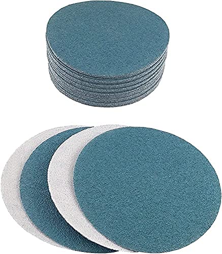 Starcke Premium 8 Inch Hook and Loop Grip Sanding Discs - No Hole Blue Zirconia - For Wood Floors (100, 24 Grit)