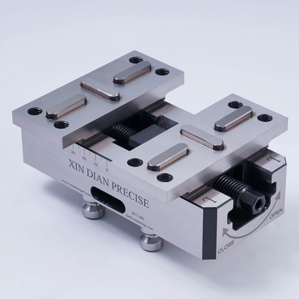 6.7 Inch (H77-L78-L) CNC self centering vise, with a stroke of 3 Inch, widened jaws, and the ability to add irregular jaws for clamping.