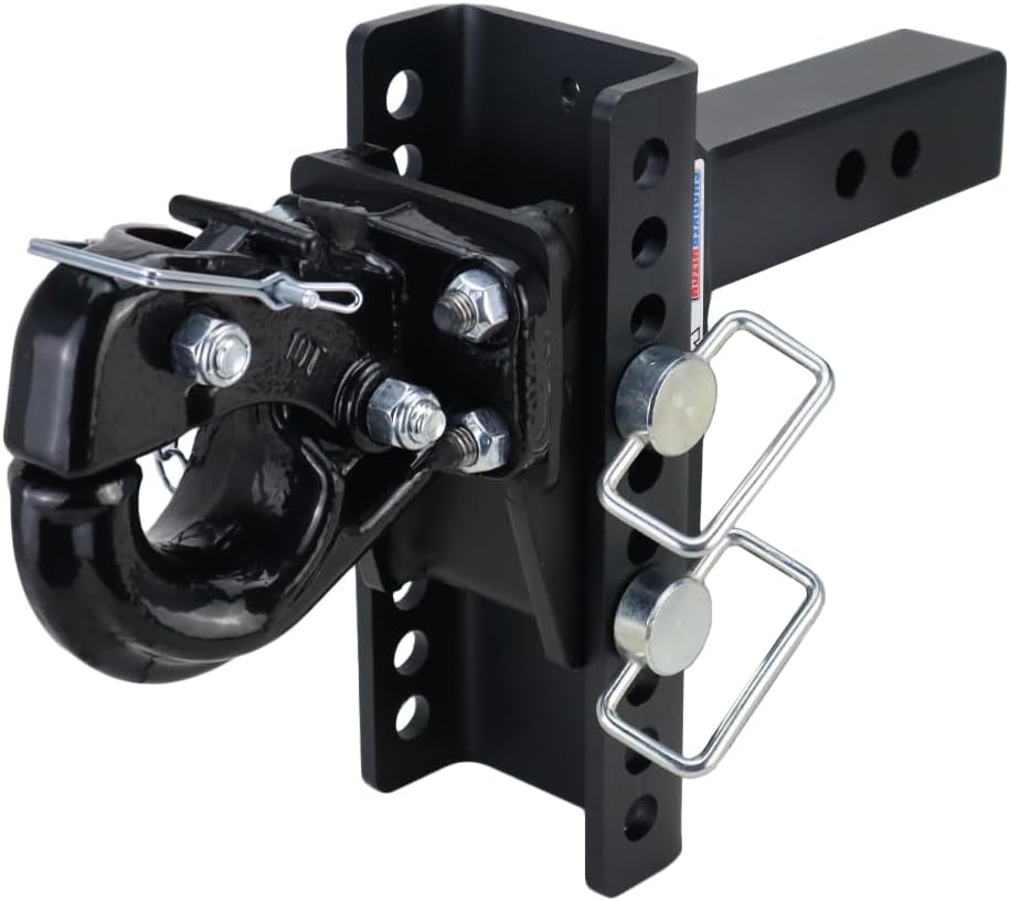 Shocker XR Adjustable Pintle Hook Hitch, Fits 2' Hitch 5.5' Rise/10.5' Drop