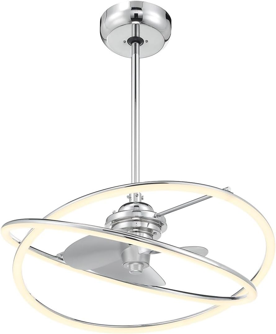 Savoy House 24-FD-745-11 Dorado Fandelier Acrylic Chandelier Ceiling Fan with Light and Remote, Integrated LED 36 Watt, 12' H x 25' W, Polished Chrome