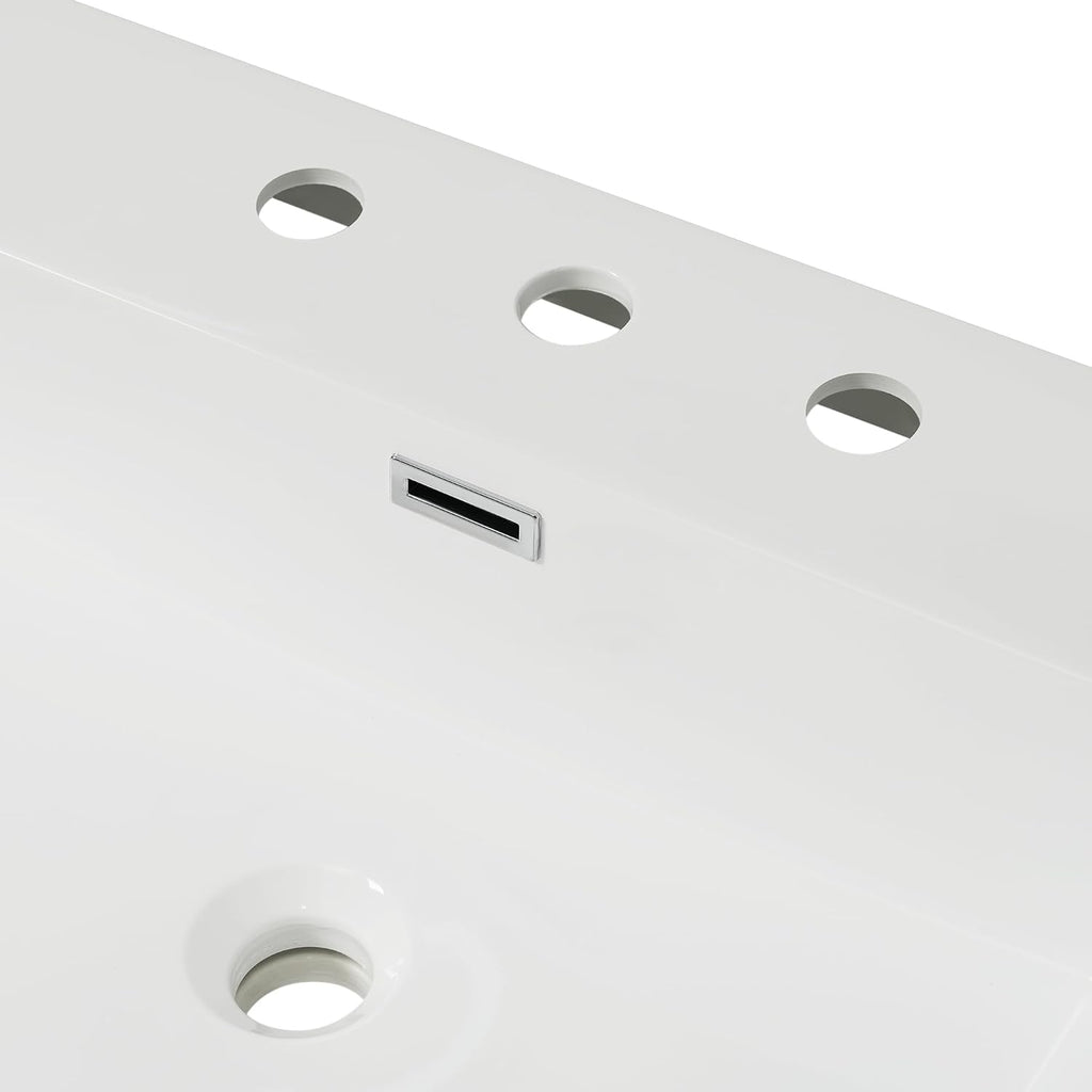 Christopher Knight Home Meril 47.25' Resin Basin for Bathroom Vanity, Bathroom Sinks with 3-Faucet Holes, Vanity Sink Top only, Faucet and Cabinet not Included, Built-in Overflow Feature, White