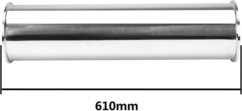 DERNORD Sanitary Spool Tube with Clamp Ends,Stainless Steel 304 Seamless Round Tubing with 6 inch Tri Clamp Ferrule Flange(Tube Length: 24 Inch / 610MM)