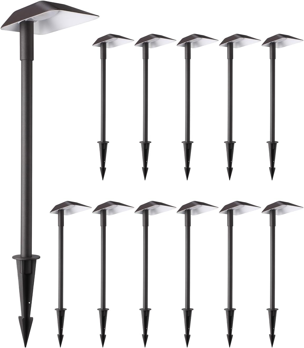 LEONLITE 12-Pack Anti-Glare Low Voltage Pathway Lights, 5W Wired LED Landscape Path Lights, Aluminum IP65 Outdoor Landscape Lighting for Walkway Yard, 5000K Daylight, ETL