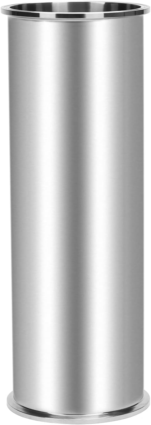 DERNORD Sanitary Spool Tube with Clamp Ends,Stainless Steel 304 Seamless Round Tubing with 6 inch Tri Clamp Ferrule Flange (Tube Length: 18 Inch / 458MM)