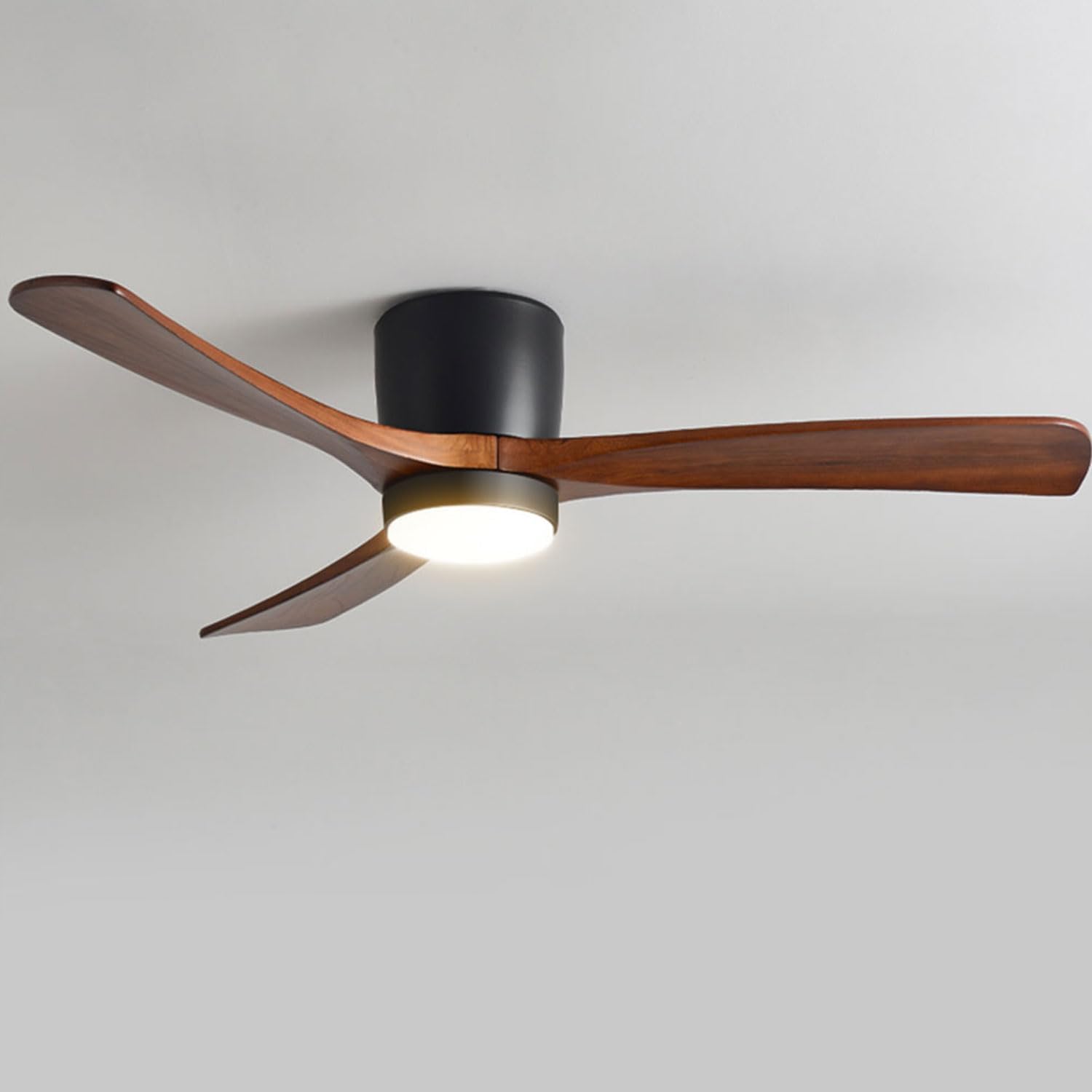 48in Ceiling Fans with Lights Modern Black Ceiling Fan Remote 6 Speed, Solid Wood Blades Ceiling Fan with Light for Bedroom Living Room Dining Room