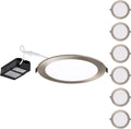 TORCHSTAR E-Lite Series 8 Inch Slim Recessed Lighting with J-Box, 18W Ultra-Thin LED Recessed Light, Dimmable Canless Downlight, ETL&ES Listed, CRI90, 2700K Soft White, Satin Nickel, Pack of 6