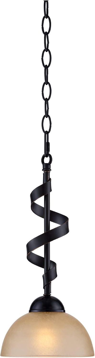 Franklin Iron Works Bronzeador Oil Rubbed Bronze Mini Pendant Light 7' Wide Farmhouse Industrial Rustic Amber Glass Bowl Shade for Cottage Core Dining Room Living House Foyer Kitchen Island Entryway