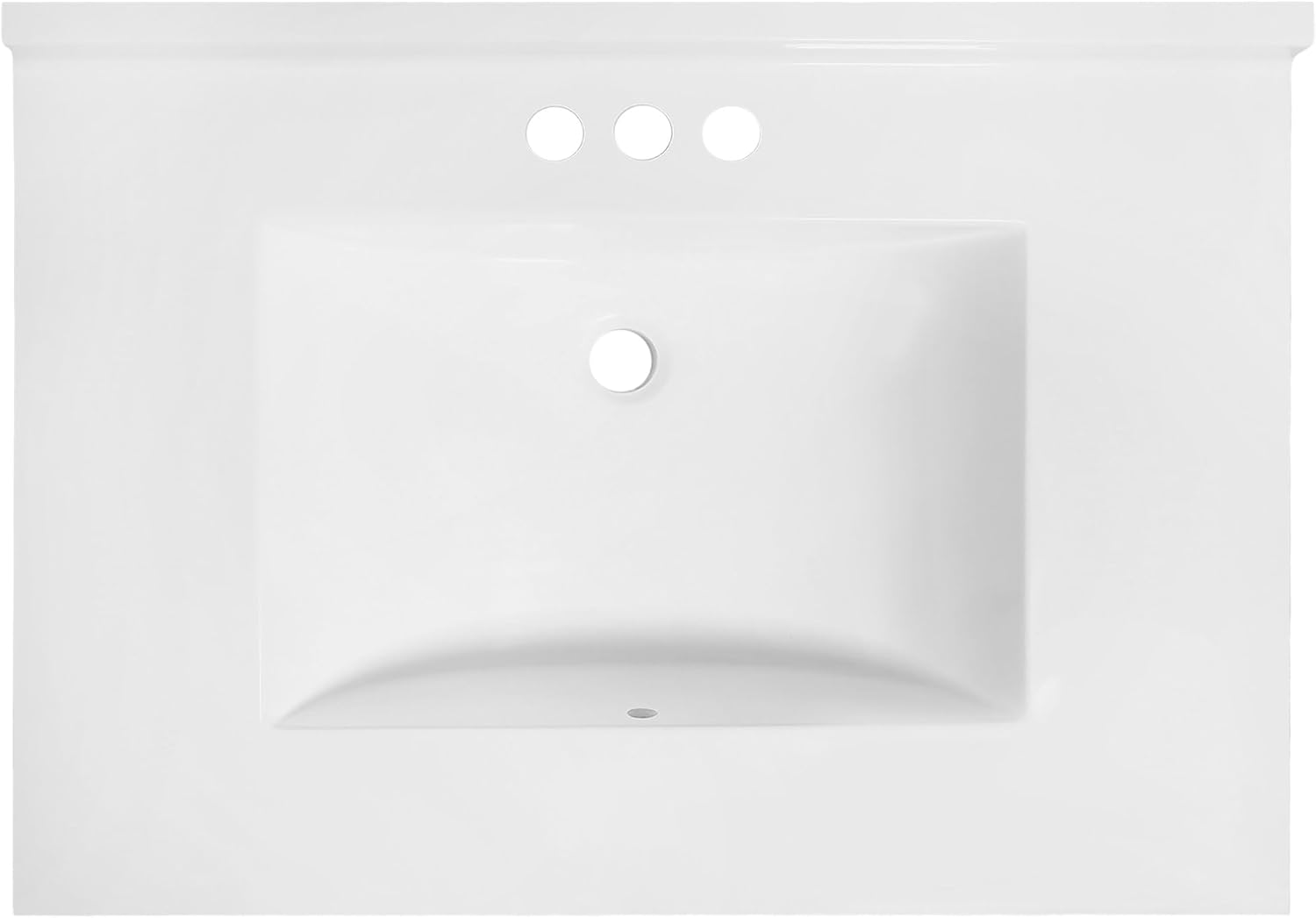 Design House 31-Inch Camilla Cultured Marble Vanity Top Single Bowl Sink 4-Inch Centerset with Integrated Backsplash, Solid White
