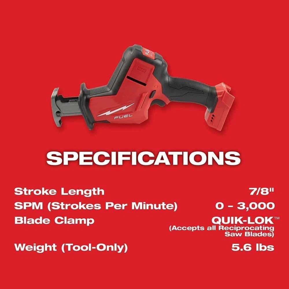 2719-20 Power Reciprocating Saws for Milwaukee M18 FUEL 18V Brushless Cordless Reciprocating Saw Red/Black - Bare Tool