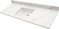 MSI Calacatta Lumas Vanity Top with Under Mount Rectangle Single Bowl Ceramic Sink, Engineered Marble Stone, 4' CC Faucet Holes, 61'X22'