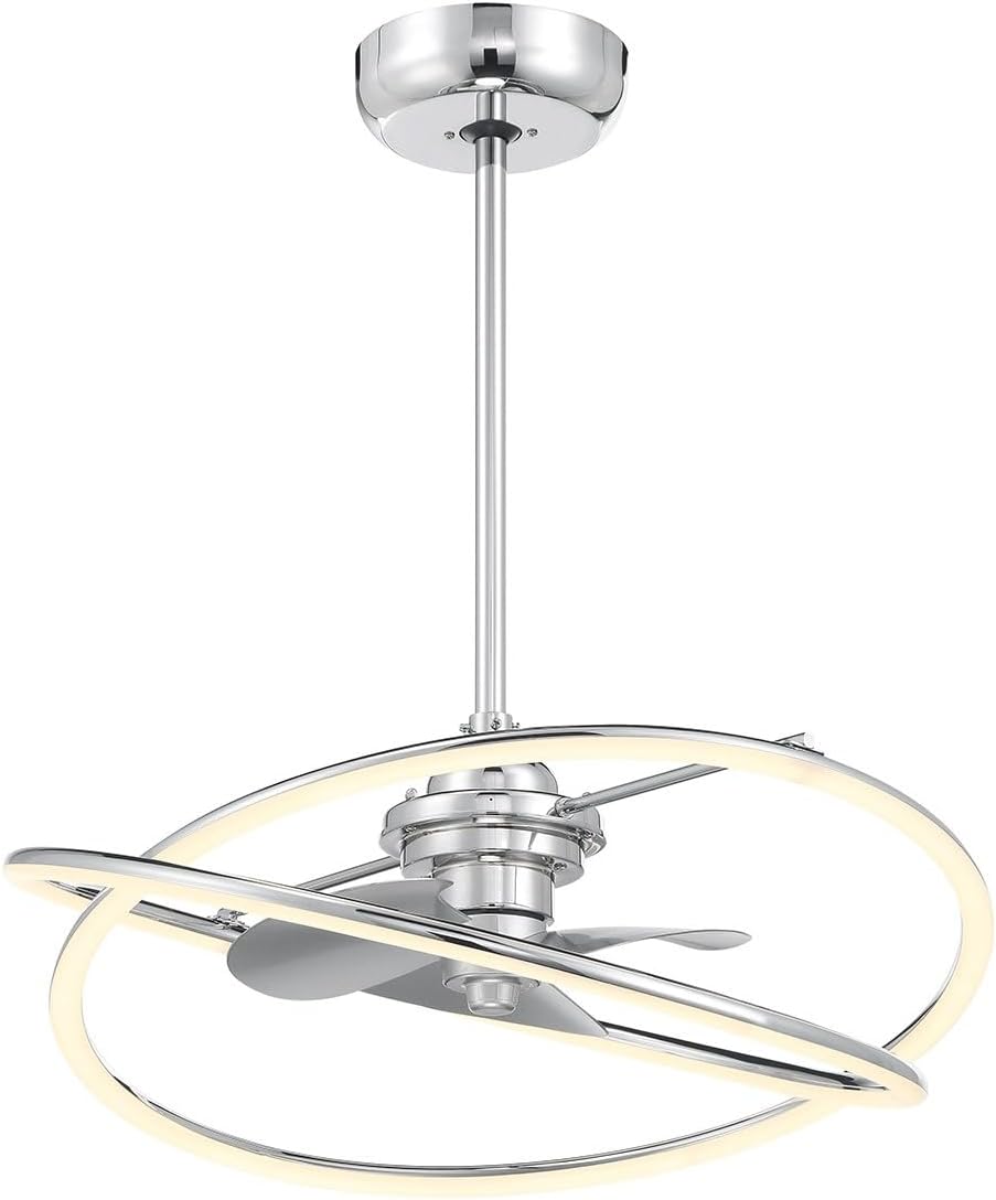 Savoy House 24-FD-745-11 Dorado Fandelier Acrylic Chandelier Ceiling Fan with Light and Remote, Integrated LED 36 Watt, 12' H x 25' W, Polished Chrome