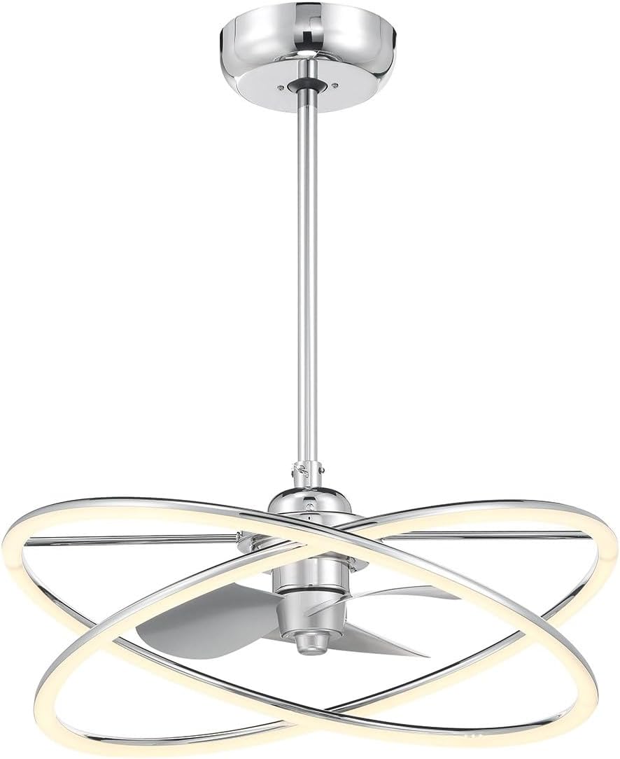 Savoy House 24-FD-745-11 Dorado Fandelier Acrylic Chandelier Ceiling Fan with Light and Remote, Integrated LED 36 Watt, 12' H x 25' W, Polished Chrome