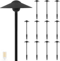 Gardencoin Low Voltage Pathway Lights (8.5'' Shade, 21.5'' Tall)，12V Outdoor LED Landscape Path Lights Wired, Aluminum Pathway Lighting with 3W 2700K Replaceable Bulb for Walkway Garden Yard, 12 Pack