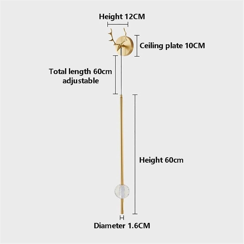 Color Mode Copper Polished Wall Mount Fixtures Crystal Ball Decoration Indoor Linear Wall Lamp 52 Inches Long Led Wall Light 28W Art Sconce for Living Room Hallway