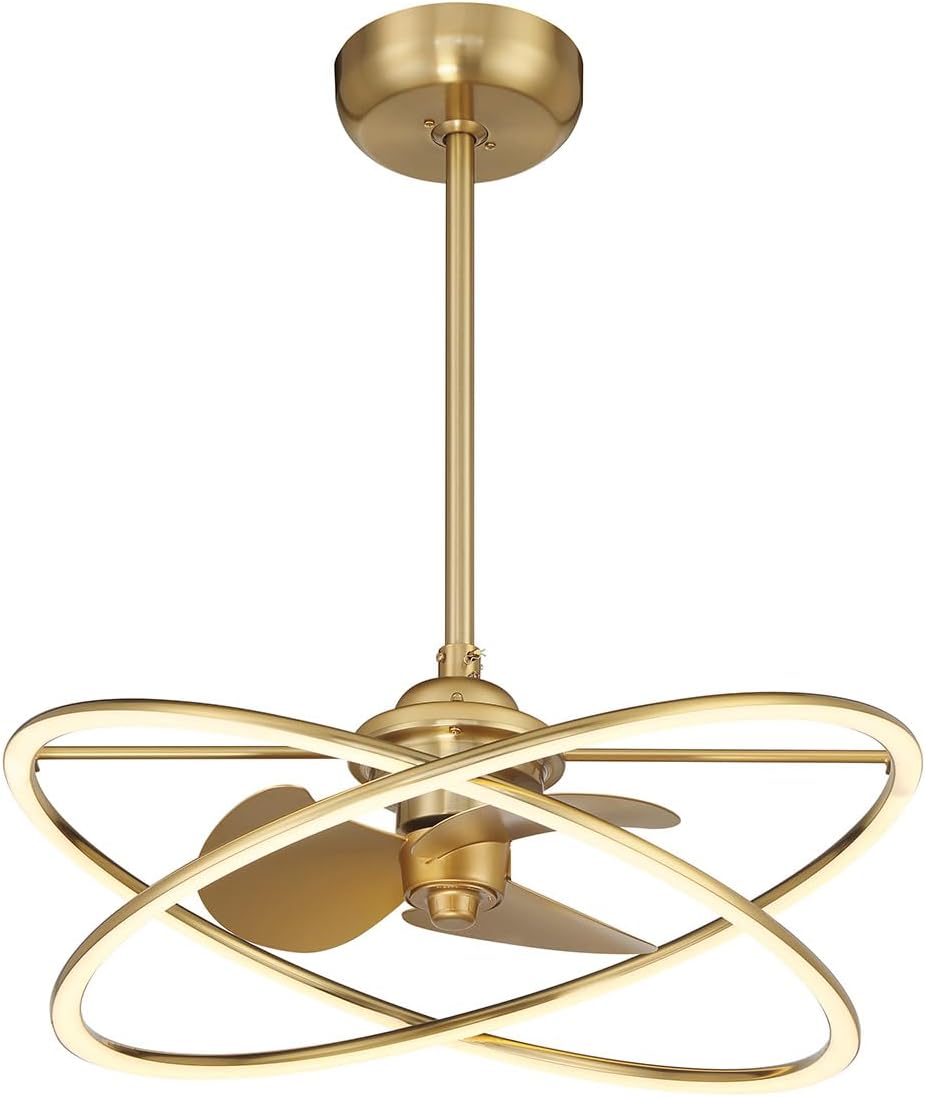 Savoy House 24-FD-745-322 Dorado Fandelier Frosted Acrylic Chandelier Ceiling Fan with Light and Remote, Integrated LED 36 Watt, 12' H x 25' W, Warm Brass