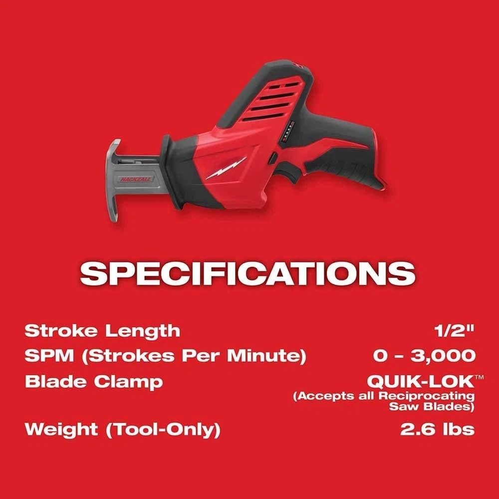 2420-20 Cordless Power Reciprocating Saw for Milwaukee M12 12V Reciprocating Saw - Bare Tool