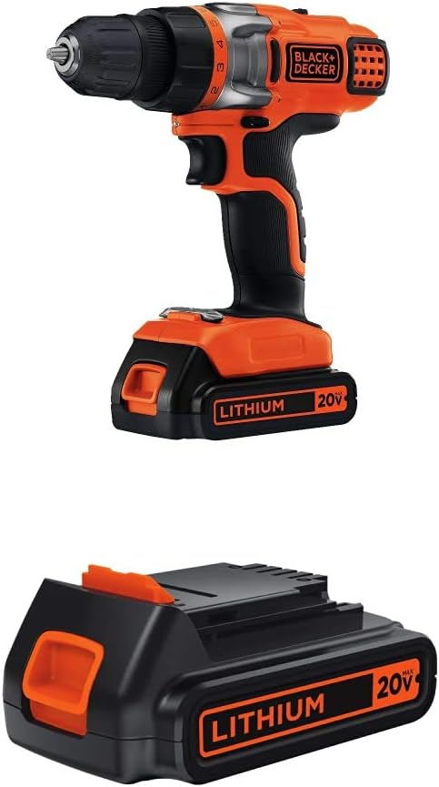 BLACK+DECKER LBXR20 20-Volt MAX Extended Run Time Lithium-Ion Cordless To with BLACK+DECKER LDX220C 20V MAX 2-Speed Cordless Drill Driver (Includes Battery and Charger)