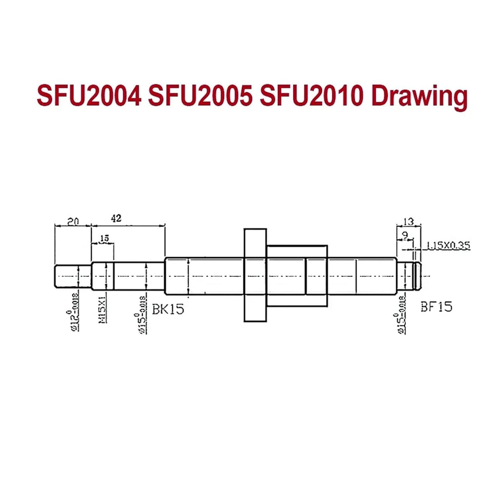 2PCS Ballscrew SFU2004 SFU2005 SFU2010 1000-2000mm C7 Roller Screw with Single Ball Nut Dia 20mm Pitch 4mm 5mm 10mm(2PCS SFU2005,1400mm)