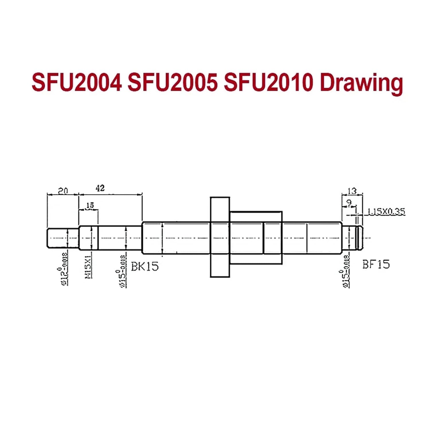 2PCS Ballscrew SFU2004 SFU2005 SFU2010 1000-2000mm C7 Roller Screw with Single Ball Nut Dia 20mm Pitch 4mm 5mm 10mm(2PCS SFU2005,1400mm)