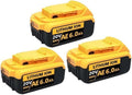 20V Replacement Lithium-Ion Battery Compatible With Dewalt DCB200 DCB206 DCB207 DCB204 Cordless Power Reciprocating Saw Drill Nail Gun Tool Packs(6Ah 3pcs)